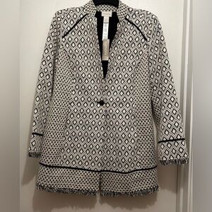 NWT Chico's Black and White Diamond Pattern Blazer